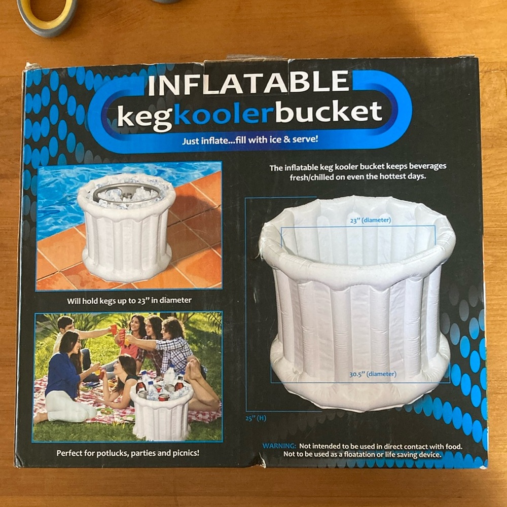 Inflatable Keg Cooler Bucket/Fill Keg (23') Wide Add Ice & Your Favorite Drink.
